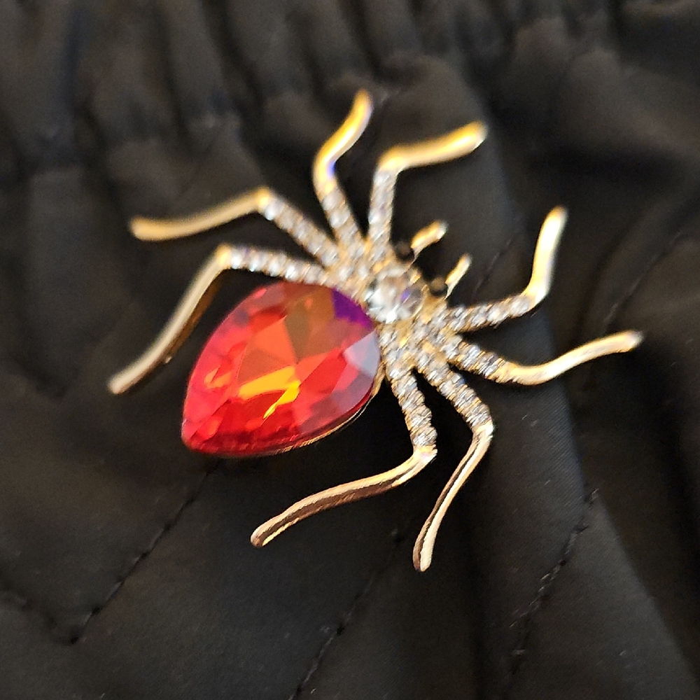 Red Gem Spider Brooch